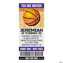 Personalized Basketball Ticket Invitations - 24 Pc.