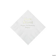 Personalized Birthday White Beverage Napkins