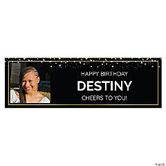 Personalized Black & Gold Photo Banner - Large