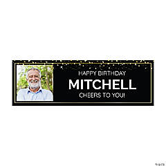 Personalized Black & Gold Photo Banner - Small