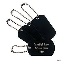 Personalized Black Dog Tag Keychains