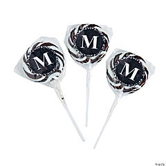 Personalized Black Monogram Swirl Lollipops - 24 Pc.