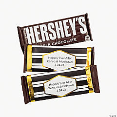 Personalized Black, White & Gold Stripe Candy Bar Sticker Labels