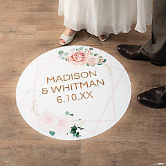 Personalized Blush Floral Wedding Floor Cling