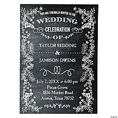 Personalized Chalkboard Floral Wedding Invitations