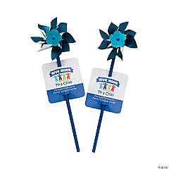 Personalized Child Abuse Awareness Pinwheels with Card - 36 Pc.