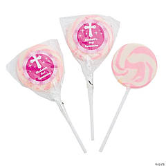 Personalized Girl Religious Swirl Lollipops - 24 Pc.