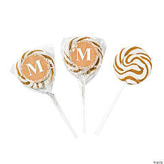 Personalized Gold Monogram Swirl Lollipops - 24 Pc.