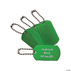 Personalized Green Dog Tag Keychains