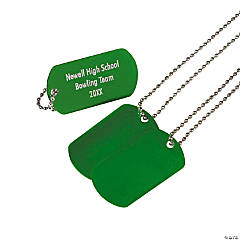 Personalized Green Dog Tag Necklaces - 12 Pc.