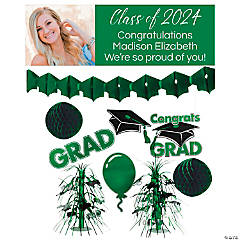 Personalized Green Graduation Party Decorating Kit - 10 Pc.