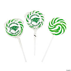 Personalized Green Graduation Swirl Lollipops - 24 Pc.