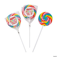 Personalized Happy Birthday Large Swirl Lollipops - 24 Pc.