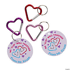 Personalized Heart Clip Keychain Valentine Exchanges with Card for 24