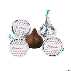 Personalized Hershey® Kisses® Pink Polka Dot Chocolate Candy - 109 Pc.