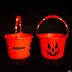 Personalized Light-Up Jack-O'-Lantern BPA-Free Plastic Trick-or-Treat Bucket