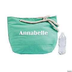 Personalized Mint Green Tote Bag with Rope Handles