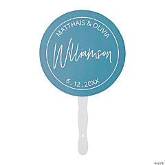 Personalized Modern Last Name Round Hand Fans - 12 Pc.