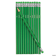 Personalized Multi Name Green Pencils - 24 Pc.