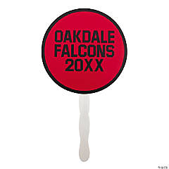 Personalized Open Text Round Hand Fans - 12 Pc.