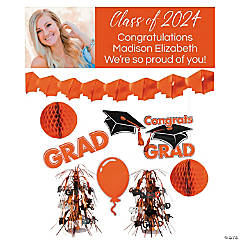 Personalized Orange Graduation Party Decorating Kit - 10 Pc.