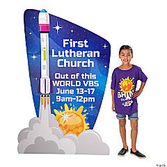 Personalized Outer Space VBS Rocket Cardboard Cutout Stand-Up
