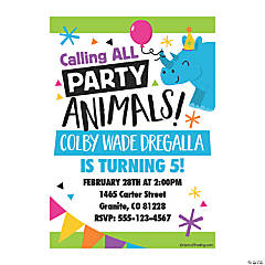 Personalized Party Animal Birthday Party Invitations - 10 Pc.