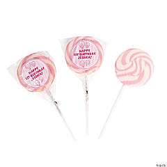 Personalized Pink Birthday Balloon Swirl Pops