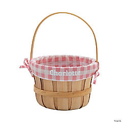 Personalized Pink Gingham Bushel Basket