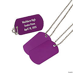 Personalized Purple Dog Tag Necklaces - 12 Pc.