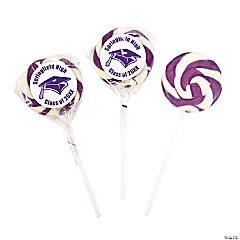 Personalized Purple Graduation Swirl Lollipops - 24 Pc.