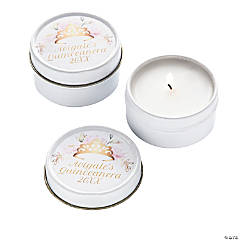 Personalized Quinceanera Votive Candle Tins - 12 Pc.