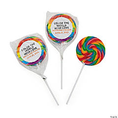 Personalized Rainbow Jumbo Swirl Lollipops - 12 Pc.
