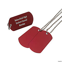 Personalized Red Dog Tag Necklaces - 12 Pc.