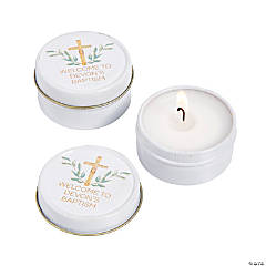 Personalized Religious Event Votive Candle Tins - 12 Pc.