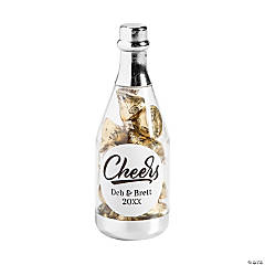 Personalized Silver Cheers Champagne Bottle Favor Containers - 24 Pc.