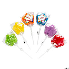 Personalized Star-Shaped Rainbow Lollipop Handouts for 24