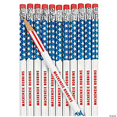Personalized Stars & Stripes Pencils - 24 Pc.