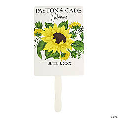 Personalized Sunflower Wedding Hand Fans - 12 Pc.