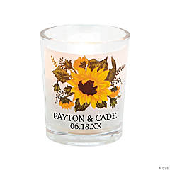 Personalized Sunflower Wedding Votive Candle Holders - 12 Pc.