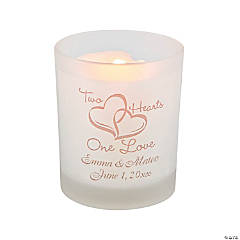 Personalized Two Hearts Gold Votive Candle Holders - 12 Pc.