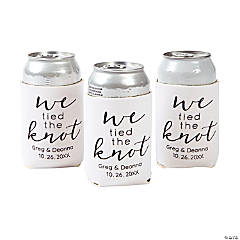 Tied the Knot Nautical Wedding Can Cooler Beer Cozy Favor