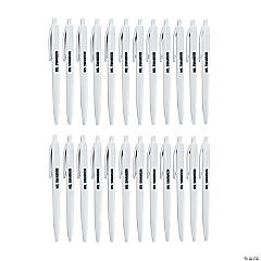 Personalized White Retractable Pens - 24 Pc.
