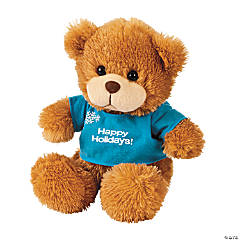 Personalized Winter Blue T-Shirt Brown Stuffed Bear
