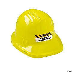 Personalized Yellow Construction Party Hats with Caution Sticker - 12 Pc.