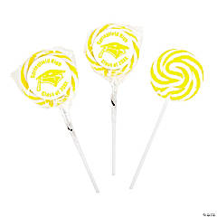 Personalized Yellow Graduation Swirl Lollipops - 24 Pc.