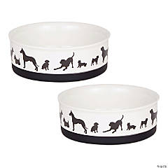 Pet Bowl Trellis Paw Gray Medium 6Dx2H (Set Of 2)