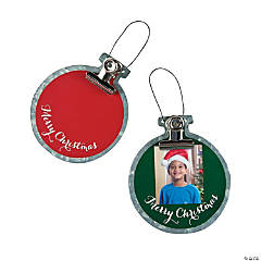 Photo Metal Christmas Ornaments with Clip - 12 Pc.