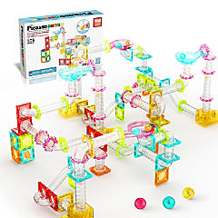 PicassoTiles 100 PC Mini Marble Race Track Building Block &amp; Magnetic Tiles, Building STEM Toy for Kids 3+