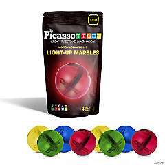 PicassoTiles Motion Activated LED Light-Up Marbles for Marble Run Building Blocks - 8pk